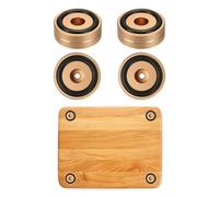 sourcing map 4 patas de tabla de cortar, 40 x 15 mm, aleación de aluminio, pie amplificador antivibración con silicona para tabla de cortar, registro de altavoz, línea dorada/plateada