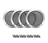 sourcing map 4 Piezas 3" Altavoz Rejilla Malla Decorativa Círculo Woofer Guardia Protector Cubierta Audio Accesorios Plata