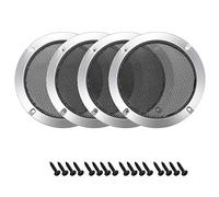 sourcing map 4 Piezas 4" Altavoz Rejilla Malla Decorativa Círculo Woofer Guardia Protector Cubierta Audio Accesorios Plata