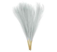 sourcing map 4 piezas de hierba de pampa sintética de 17 pulgadas, 6 tallos artificiales de hierba de pampa seca para relleno de jarrón, decoración de boda, decoración del hogar, color gris claro