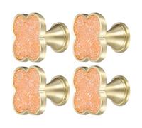 sourcing map 4 pomos de cajón, tiradores decorativos de aleación de zinc de cuatro hojas con tornillos para muebles, aparadores, armarios, color marrón cristal