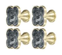 sourcing map 4 pomos de cajón, tiradores decorativos de aleación de zinc de cuatro hojas con tornillos para muebles, aparadores, armarios, color gris y negro