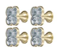 sourcing map 4 pomos de cajón, tiradores decorativos de aleación de zinc de cuatro hojas con tornillos para muebles, aparadores, armarios, color gris