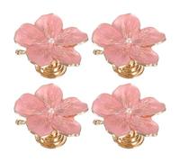 sourcing map 4 pomos de flores, pomos de metal para cajones de gabinetes, tiradores de pétalos de flores, pomos de tocador para armario, armario, puerta, muebles decorativos, color rosa