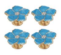 sourcing map 4 pomos de flores, pomos de metal para cajones de gabinetes, tiradores de pétalos de flores, pomos de tocador para armario, armario, puerta, muebles decorativos, color azul
