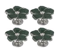 sourcing map 4 pomos de flores, pomos de metal para cajones de gabinetes, tiradores de pétalos de flores, pomos de tocador para armario, armario, puerta, muebles decorativos, color verde