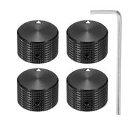 sourcing map 4 pomos de potenciómetro de aluminio, 1/4 pulgadas (6 mm), perillas universales de control de tono de volumen para guitarra, bajo, rejilla de 5/8 pulgadas, color negro