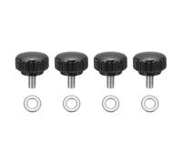 sourcing map 4 pomos de sujeción moleteados, M5 x 10 mm métricos de acero inoxidable 304, tornillos de pulgar de rosca macho de 22 mm de ancho, pernos de mango moleteado con arandelas para reemplazo