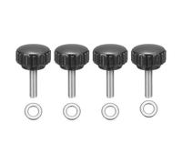 sourcing map 4 pomos de sujeción moleteados, M5 x 20 mm métricos de acero inoxidable 304, tornillos de pulgar de rosca macho de 22 mm de ancho, pernos de mango moleteado con arandelas para reemplazo