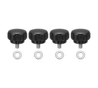 sourcing map 4 pomos de sujeción moleteados, M5 x 8 mm métricos de acero inoxidable 304, tornillos de pulgar de rosca macho de 25 mm de ancho, pernos de mango moleteado con arandelas para reemplazo de