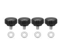 sourcing map 4 pomos de sujeción moleteados, M5 x 8 mm, tornillos métricos de acero inoxidable 304 de rosca macho de 22 mm de ancho, pernos de mango moleteado con arandelas para reemplazo de base de