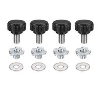 sourcing map 4 pomos de sujeción moleteados M6 x 10 mm, cabeza de 18 mm con arandelas y tuercas en T