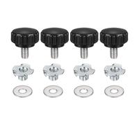 sourcing map 4 pomos de sujeción moleteados M6 x 10 mm, cabeza de 22 mm con arandelas y tuercas en T