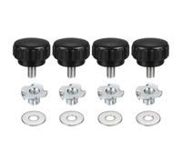 sourcing map 4 pomos de sujeción moleteados M6 x 10 mm, cabeza de 25 mm con arandelas y tuercas en T