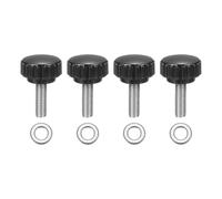 sourcing map 4 pomos de sujeción moleteados, M6 x 20 mm métricos de acero inoxidable 304, tornillos de pulgar de rosca macho de 22 mm de ancho, pernos de mango moleteado con arandelas para reemplazo