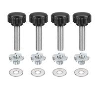 sourcing map 4 pomos de sujeción moleteados M6 x 25 mm, cabeza de 18 mm con arandelas y tuercas en T