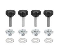 sourcing map 4 pomos de sujeción moleteados M6 x 25 mm, cabeza de 22 mm con arandelas y tuercas en T