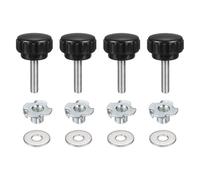 sourcing map 4 pomos de sujeción moleteados M6 x 25 mm, cabeza de 25 mm con arandelas y tuercas en T