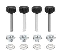 sourcing map 4 pomos de sujeción moleteados M6 x 40 mm, cabeza de 22 mm con arandelas y tuercas en T