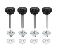 sourcing map 4 pomos de sujeción moleteados M6 x 40 mm, cabeza de 25 mm con arandelas y tuercas en T