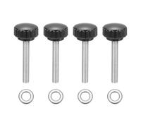 sourcing map 4 pomos de sujeción moleteados, M6 x 40 mm, tornillos métricos de acero inoxidable 304, rosca macho de 22 mm de ancho, pernos de mango moleteado con arandelas para reemplazo de base de