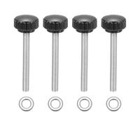 sourcing map 4 pomos de sujeción moleteados, M6 x 55 mm, tornillos métricos de acero inoxidable 304 de rosca macho de 22 mm de ancho, pernos de mango moleteado con arandelas para reemplazo de base de