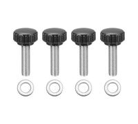 sourcing map 4 pomos de sujeción moleteados, M8 x 30 mm, tornillos de pulgar de rosca macho de acero inoxidable 304 métrico de 22 mm de ancho, pernos de mango moleteado con arandelas para reemplazo de
