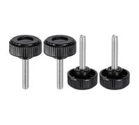 sourcing map 4 pomos de sujeción moleteados M8 x 40 mm, rosca métrica macho de 38 mm, cabeza redonda de plástico, acero al carbono, perilla roscada, mango de tornillo de mano, color negro