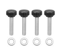 sourcing map 4 pomos de sujeción moleteados, M8 x 40 mm, tornillos métricos de acero inoxidable 304, rosca macho de 22 mm de ancho, pernos de mango moleteado con arandelas para reemplazo de base de