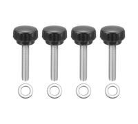 sourcing map 4 pomos de sujeción moleteados, M8 x 40 mm, tornillos métricos de acero inoxidable 304, rosca macho de 25 mm de ancho, pernos de mango moleteado con arandelas para reemplazo de base de