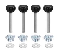 sourcing map 4 pomos de sujeción moleteados M8 x 60 mm, cabeza de 25 mm con arandelas y tuercas en T