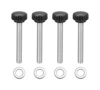 sourcing map 4 pomos de sujeción moleteados, M8 x 60 mm, tornillos métricos de acero inoxidable 304, rosca macho de 22 mm de ancho, pernos de mango moleteado con arandelas para reemplazo de base de