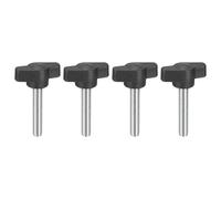 sourcing map 4 pomos de tornillo de sujeción, M6 x 30 mm, acero al carbono métrico, mango de tornillos de pulgar en forma de T para quitar rápidamente la perilla de ajuste manual