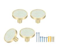 sourcing map 4 pomos dorados para gabinete, pomos redondos decorativos de 1-1/4 pulgadas, manijas de gabinete de cocina con tornillos, accesorios de tirador de cajón para armario, tocador, armario