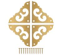 sourcing map 4 protectores de esquina de latón de 1.4 pulgadas con clavos de montaje, protector de borde de caja, retro, para armarios, bocinas, esquinas de muebles, decoración (latón)