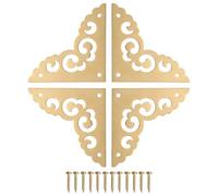 sourcing map 4 protectores de esquina de latón de 1.8 pulgadas de metal con clavos de montaje, protector de borde de caja, retro, para armarios, esquinas de altavoces, muebles decorativos (latón)