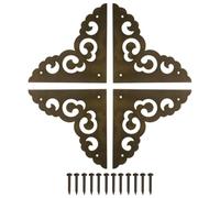 sourcing map 4 protectores de esquina de latón de 3.1 pulgadas de metal con clavos de montaje, protector de borde de caja, retro, para armarios, bocinas, esquinas de muebles, decoración (bronce)