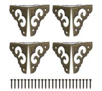 sourcing map 4 protectores de esquina de latón vintage de 1.2 pulgadas, protectores de seguridad triangulares de metal con clavos de montaje, protector de borde de caja, retro, para gabinetes y