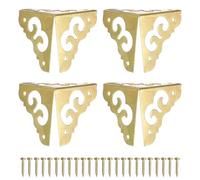 sourcing map 4 protectores de esquina de latón vintage de 1.2 pulgadas, protectores de seguridad triangulares de metal con clavos de montaje, protector de borde de caja, retro, para gabinetes y