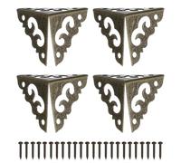 sourcing map 4 protectores de esquina de latón vintage triangulares de 0.8 pulgadas, protectores de esquina de metal con clavos de montaje, protector de borde de caja, retro, para gabinetes y muebles