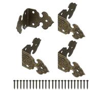 sourcing map 4 protectores de esquina decorativos de latón en relieve vintage en forma de L de 1 x 0.7 pulgadas con clavos de montaje, protector de borde de caja, retro, para gabinetes, muebles