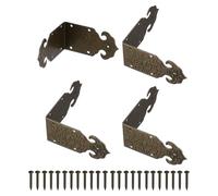 sourcing map 4 protectores de esquina decorativos de latón en relieve vintage en forma de L de 5,1 x 2,5 cm con clavos de montaje, protector de borde de caja, retro, para armarios, muebles decorativos