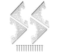 sourcing map 4 protectores decorativos de esquina de metal de 1.6 x 1.6 x 0.15 pulgadas, protector de seguridad de borde vintage con clavos de montaje, protector de borde retro para armarios y muebles