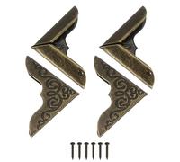 sourcing map 4 protectores decorativos de esquina de metal de 1 x 1 x 0.05 pulgadas, protector de seguridad de borde vintage con clavos de montaje, protector de borde retro para armarios y muebles