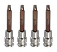 sourcing map 4 puntas Torx de 1/2 pulgada T45 S2 de acero de 6 puntos de cabeza larga para destornillador CR-V adaptador de enchufe de acero para reparación de tuercas hexagonales de eje automático en