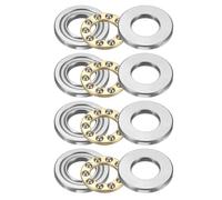 sourcing map 4 rodamientos de bolas de empuje F10-20M, 10 mm x 20 mm x 7 mm, rodamientos de empuje miniatura con arandelas, acero cromado, una sola dirección para sistemas de transportadores, máquinas