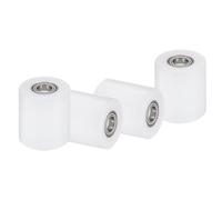 sourcing map 4 ruedas de nailon con rodamientos, diámetro de 3/8 pulgadas x 1-3/8 pulgadas de ancho x 1-5/8 pulgadas de largo, rueda guía CNC, polea de nailon (blanco)
