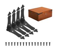 sourcing map 4 soportes decorativos de esquina de 3.2 x 3.2 x 1.2 pulgadas, protectores de esquina de metal con 16 tornillos para cajas de armarios de madera (negro, forma de L)