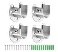 sourcing map 4 soportes para barra de armario de 22 mm, acero inoxidable, en forma de U, soporte para barra de armario, color plateado