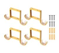 sourcing map 4 soportes para barra de cortina de techo, soporte doble de 155 mm para barra de cortina de 1 pulgada, ganchos gruesos para colgar en la pared con tornillos, color dorado